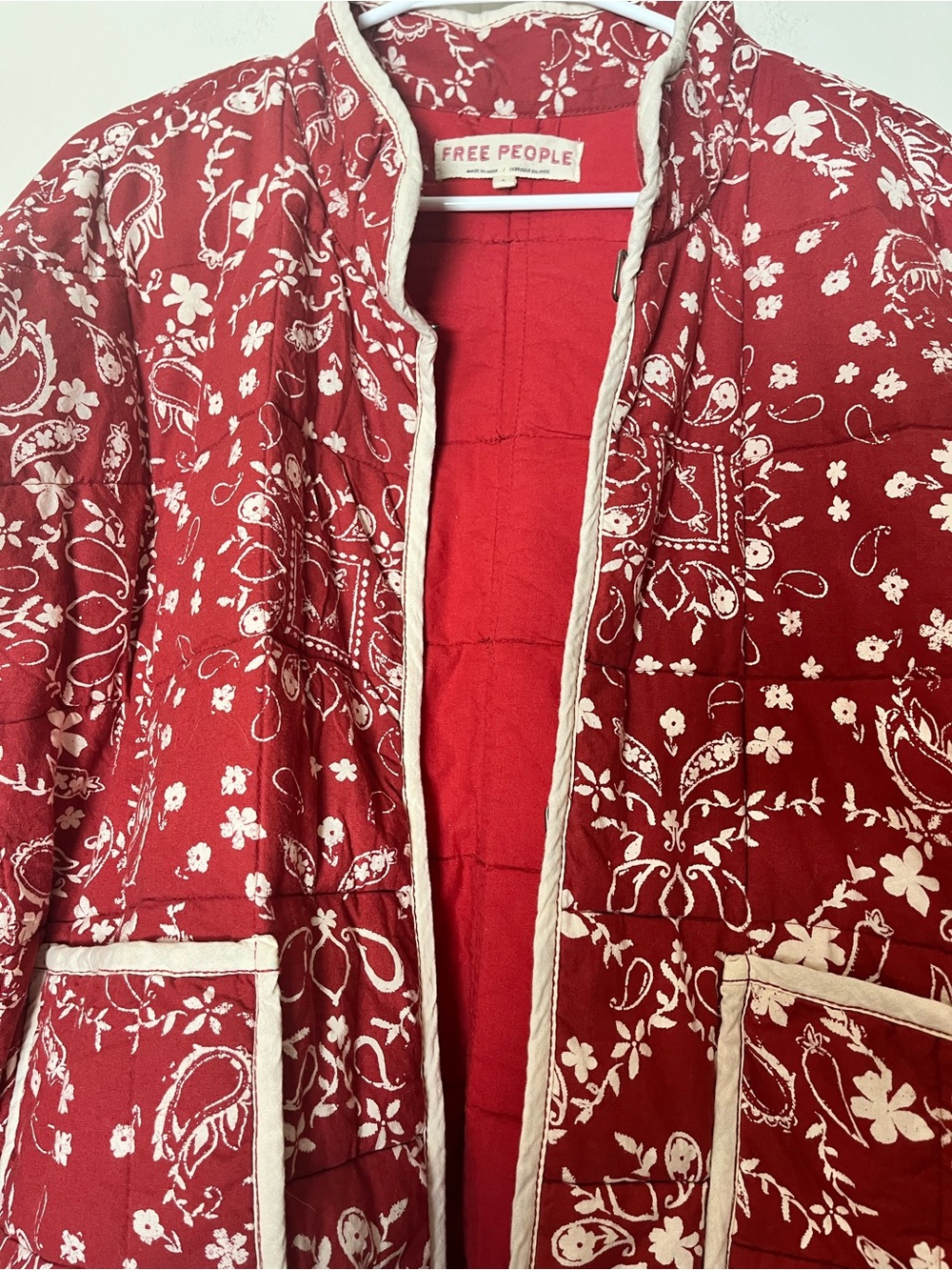 Sold Out Free People Chloe Jacket in Brick - Bandana Print Quilted Boho Western - Picture 5 of 10